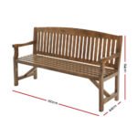 Gardeon 5FT Outdoor Garden Bench Wooden 3 Seat Chair Patio Furniture Natural - Image 2