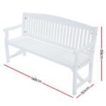 Gardeon 5FT Outdoor Garden Bench Wooden 3 Seat Chair Patio Furniture White - Image 2