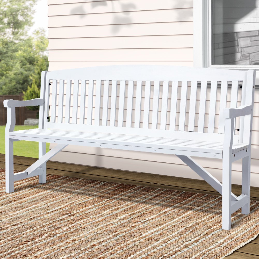 ODF-BENCH-5FT-WH-17012-07.jpg Gardeon 5FT Outdoor Garden Bench Wooden 3 Seat Chair Patio Furniture White - Image 1