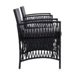 Gardeon 3PC Outdoor Bistro Set Patio Furniture Wicker Dining Chairs Table Cushion Black - Image 3