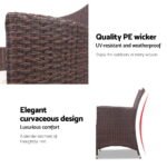 Gardeon 3PC Outdoor Bistro Set Patio Furniture Wicker Setting Chairs Table Cushion Brown - Image 6