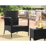 Gardeon 3PC Outdoor Bistro Set Patio Furniture Wicker Setting Chairs Table Luca - Image 5