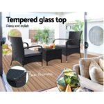 Gardeon 3PC Outdoor Bistro Set Patio Furniture Wicker Setting Chairs Table Luca - Image 6