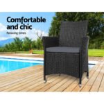 Gardeon Outdoor Dining Chairs Patio Furniture Wicker Garden Cushion Idris 2PC - Image 7