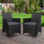 Gardeon Outdoor Dining Chairs Patio Furniture Wicker Garden Cushion Idris 2PC - Image 8