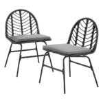 Gardeon 2x Outdoor Chairs Dining Chair Lounge Wicker Patio Furniture Black - Image 7