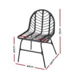 Gardeon 2x Outdoor Chairs Dining Chair Lounge Wicker Patio Furniture Black - Image 2