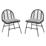 Gardeon 2x Outdoor Chairs Dining Chair Lounge Wicker Patio Furniture Black - Image 3