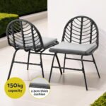 Gardeon 2x Outdoor Chairs Dining Chair Lounge Wicker Patio Furniture Black - Image 6