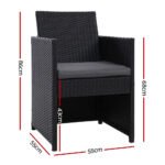 Gardeon 2PC Outdoor Dining Chairs Patio Furniture Wicker Garden Cushion Hugo - Image 2