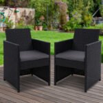 Gardeon 2PC Outdoor Dining Chairs Patio Furniture Wicker Garden Cushion Hugo - Image 7