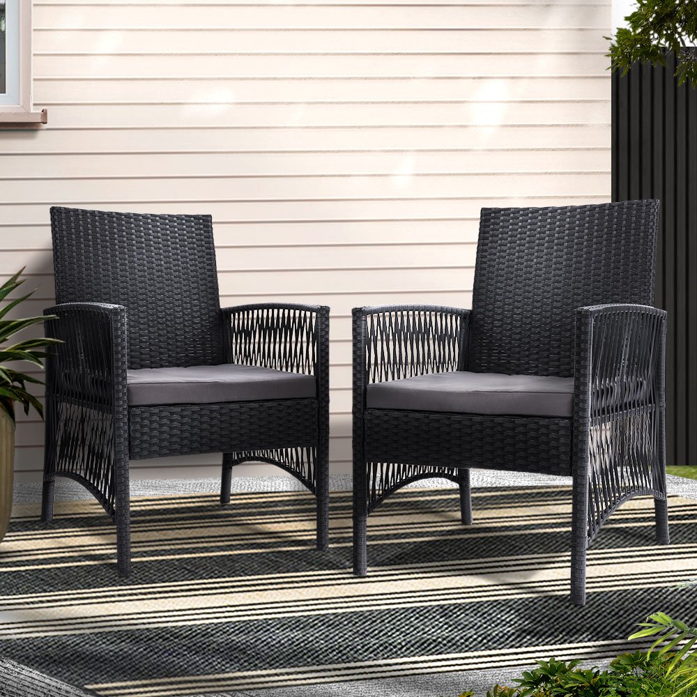 ODF-CHAIR-HARP-BK-2X-202511211800-00.jpg Gardeon 2PC Outdoor Dining Chairs Patio Furniture Wicker Lounge Chair Garden - Image 1