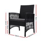 Gardeon 2PC Outdoor Dining Chairs Patio Furniture Wicker Lounge Chair Garden - Image 3