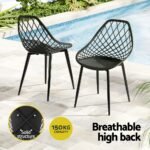 Gardeon 4PC Outdoor Dining Chairs PP Lounge Chair Patio Garden Furniture Black - Image 5
