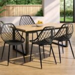 Gardeon 4PC Outdoor Dining Chairs PP Lounge Chair Patio Garden Furniture Black - Image 7