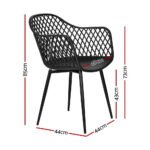 Gardeon 4PC Outdoor Dining Chairs PP Lounge Chair Patio Furniture Garden Black - Image 2