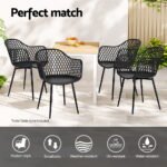 Gardeon 4PC Outdoor Dining Chairs PP Lounge Chair Patio Furniture Garden Black - Image 4