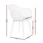 Gardeon 4PC Outdoor Dining Chairs PP Lounge Chair Patio Furniture Garden White - Image 2