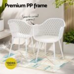 Gardeon 4PC Outdoor Dining Chairs PP Lounge Chair Patio Furniture Garden White - Image 5