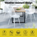 Gardeon 4PC Outdoor Dining Chairs PP Lounge Chair Patio Garden Furniture White - Image 5