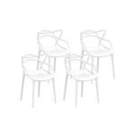Gardeon 4PC Outdoor Dining Chairs PP Portable Stackable Chair Patio Furniture White