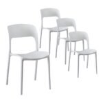 Gardeon 4PC Outdoor Dining Chairs Stackable PP Patio Chair Garden Furniture White