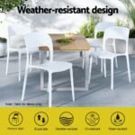 Gardeon 4PC Outdoor Dining Chairs Stackable PP Patio Chair Garden Furniture White - Image 4