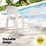 Gardeon 4PC Outdoor Dining Chairs Stackable PP Patio Chair Garden Furniture White - Image 5