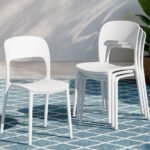Gardeon 4PC Outdoor Dining Chairs Stackable PP Patio Chair Garden Furniture White - Image 7