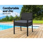 Gardeon 2PC Outdoor Dining Chairs Patio Furniture Rattan Lounge Chair Cushion Felix - Image 7