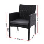 Gardeon 2PC Outdoor Dining Chairs Patio Furniture Rattan Lounge Chair XL Ezra - Image 2