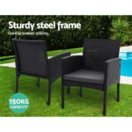 Gardeon 2PC Outdoor Dining Chairs Patio Furniture Rattan Lounge Chair XL Ezra - Image 7