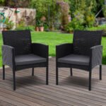 Gardeon 2PC Outdoor Dining Chairs Patio Furniture Rattan Lounge Chair XL Ezra - Image 8