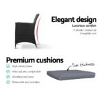 Gardeon 3PC Bistro Set Outdoor Furniture Rattan Table Chairs Cushion Patio Garden Idris - Image 13