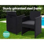 Gardeon 3PC Bistro Set Outdoor Furniture Rattan Table Chairs Cushion Patio Garden Hugo - Image 13