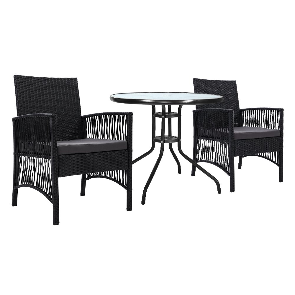 ODF-CHAIRSET-HARP-00.jpg Gardeon 3PC Bistro Set Outdoor Furniture Rattan Table Chairs Cushion Patio Garden Lyra - Image 1