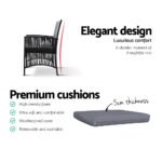 Gardeon 3PC Bistro Set Outdoor Furniture Rattan Table Chairs Cushion Patio Garden Lyra - Image 13