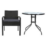 Gardeon 3PC Bistro Set Outdoor Furniture Rattan Table Chairs Cushion Patio Garden Felix - Image 3