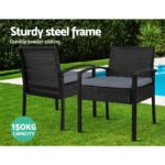Gardeon 3PC Bistro Set Outdoor Furniture Rattan Table Chairs Cushion Patio Garden Felix - Image 12