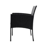 Gardeon 3PC Bistro Set Outdoor Furniture Rattan Table Chairs Cushion Patio Garden Ezra - Image 4