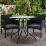 Gardeon 3PC Bistro Set Outdoor Furniture Rattan Table Chairs Cushion Patio Garden Ezra - Image 8