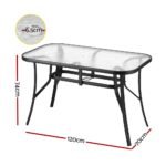 Gardeon 120CM Outdoor Dining Table Steel Parasol Hole Desk Patio Furniture Black - Image 2