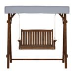 Gardeon Outdoor Wooden Swing Chair Garden Bench Canopy Cushion 2 Seater Charcoal - Image 3