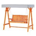 Gardeon Outdoor Wooden Swing Chair Garden Bench Canopy Cushion 3 Seater Teak - Image 8