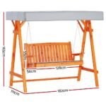 Gardeon Outdoor Wooden Swing Chair Garden Bench Canopy Cushion 3 Seater Teak - Image 2