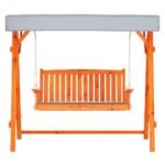 Gardeon Outdoor Wooden Swing Chair Garden Bench Canopy Cushion 3 Seater Teak - Image 3