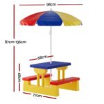 Keezi Kids Outdoor Table and Chairs Set Picnic Bench Umbrella Children Indoor - Image 2