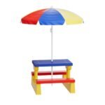 Keezi Kids Outdoor Table and Chairs Set Picnic Bench Umbrella Children Indoor - Image 3