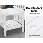 Gardeon Outdoor Garden Bench Loveseat Wooden Table Chairs Patio Furniture White - Image 5