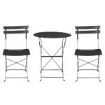 Gardeon 3PC Outdoor Bistro Set Steel Table and Chairs Patio Furniture Black - Image 3